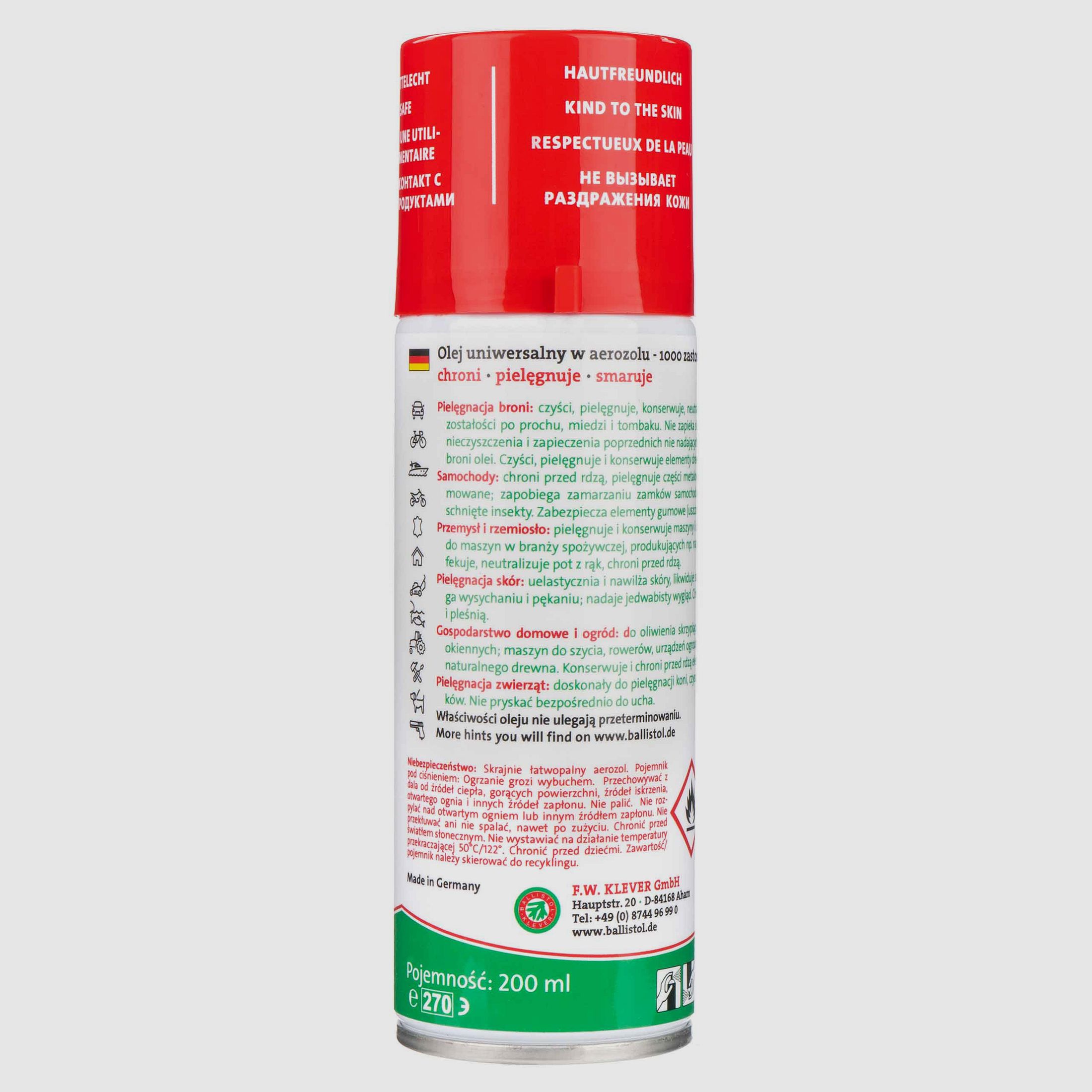 Olej Ballistol do broni spray 200ml, zdjęcie 2 z 2