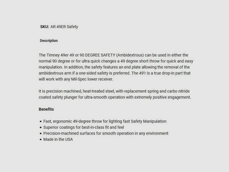 Safety Selector 49er AR Rifle, image 2 sur 2