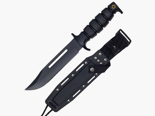Cuchillo de exterior con hoja negra y funda de Kydex