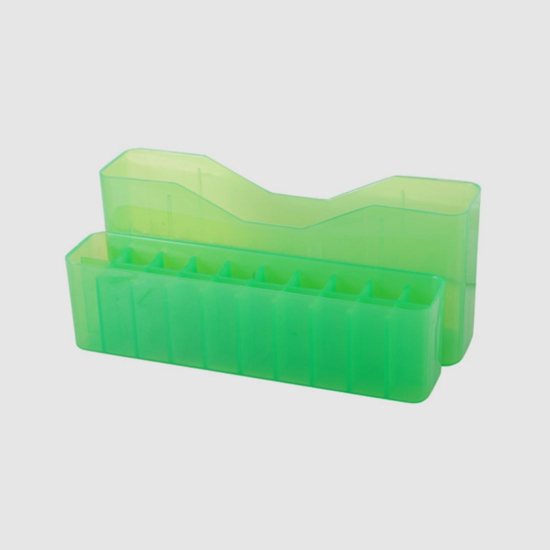 Boîte à cartouches MTM J-20-MLD-16 verte transparente avec couvercle pour 20 cartouches .45-70 et autres.