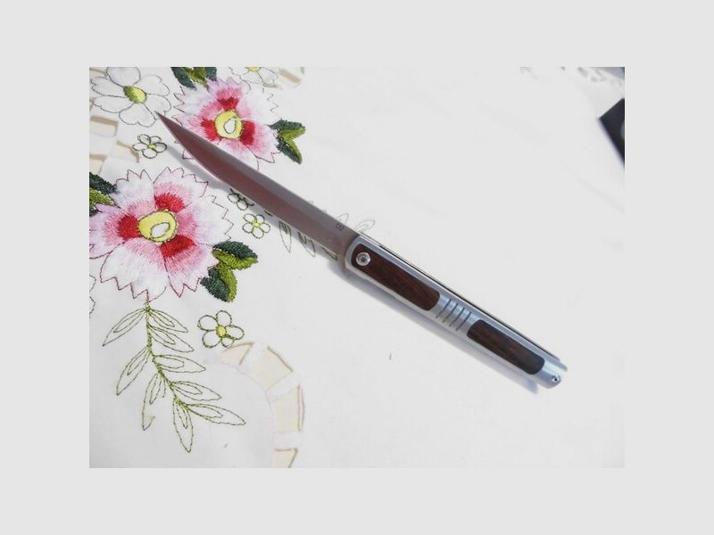 Exklusives AURIVER-Klapp-Taschenmesser Heft:Edelstahl BUBINGA-Echtholz-elegant,zweckmässig Neu