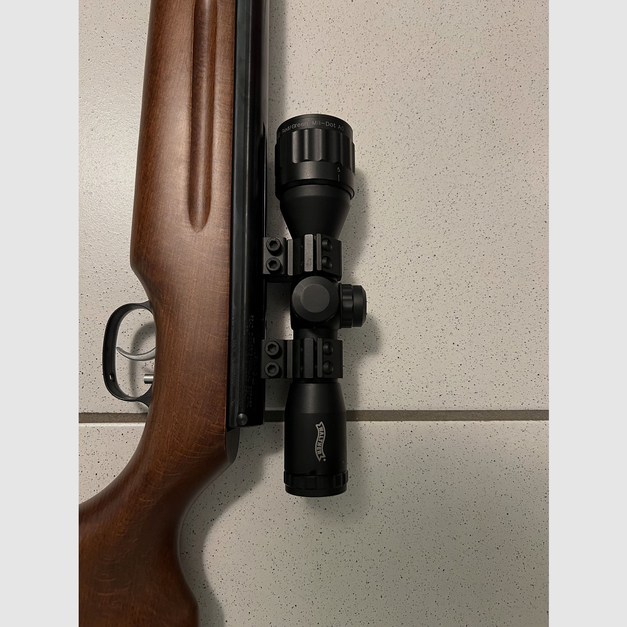 Air rifle HW 35 K with silencer and Walther scope 4x32 MilDot with illuminated reticle