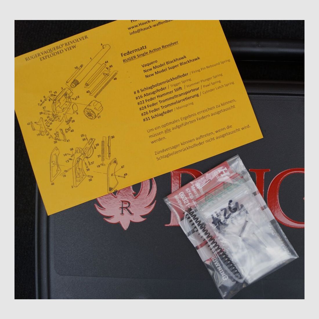 Federnsatz / reduzierte Federkraft Ruger Vaquero, New Model Blackhawk, New Model Super Blackhawk