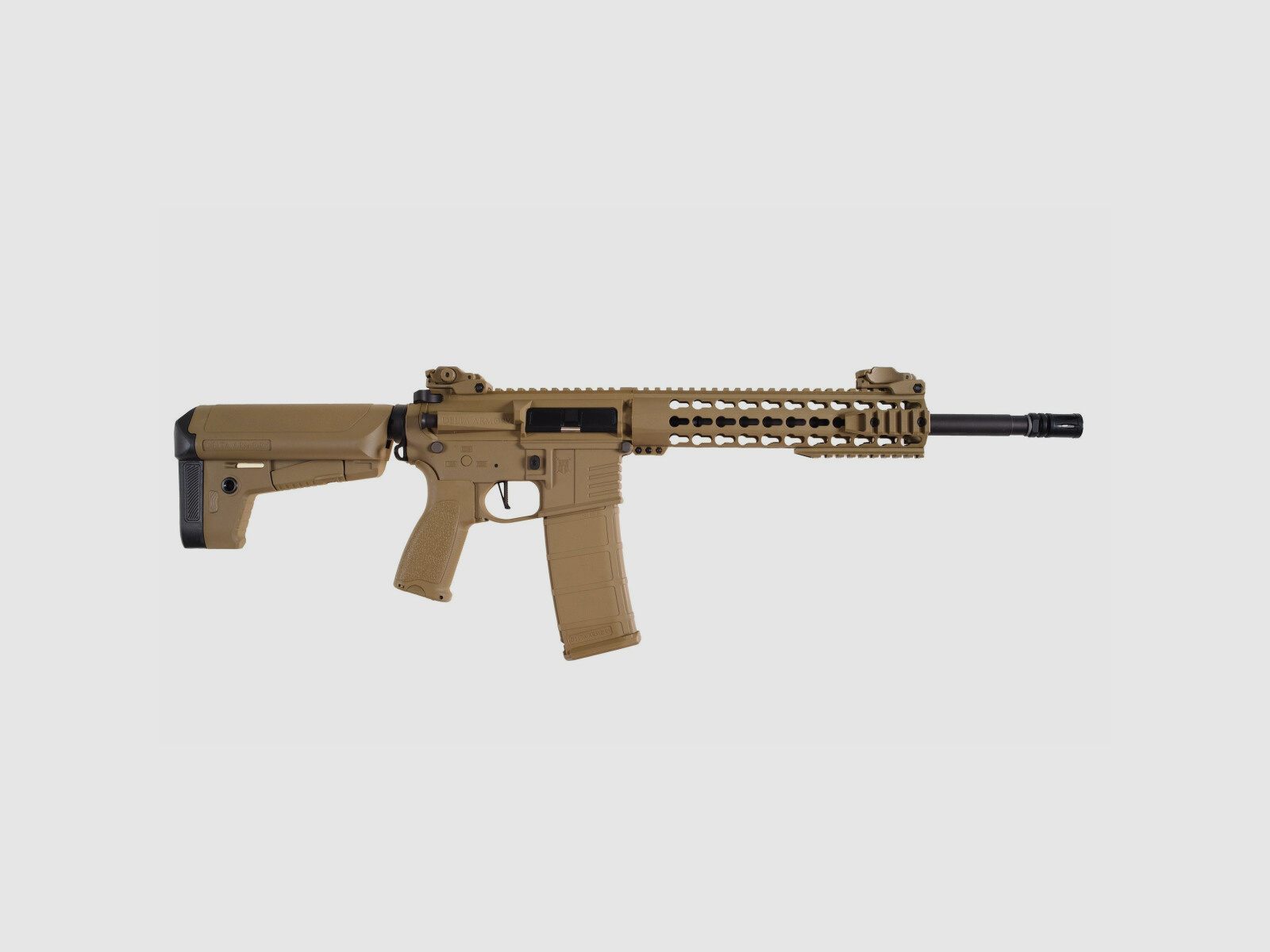 AR15 KeyMod 10 Zoll CHARLIE TAN S-AEG Softair Gewehr Frei ab 18 Jahren | Delta Armory