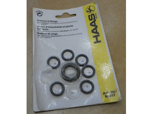 HAAS Gummi O Ringe für Gardena Stecksystem mit Anschlußdichtung 1/2“ und ¾“ Art. Nr. 9901 passend auch für Paintball Ersatzdichtungen OVP nicht komplett