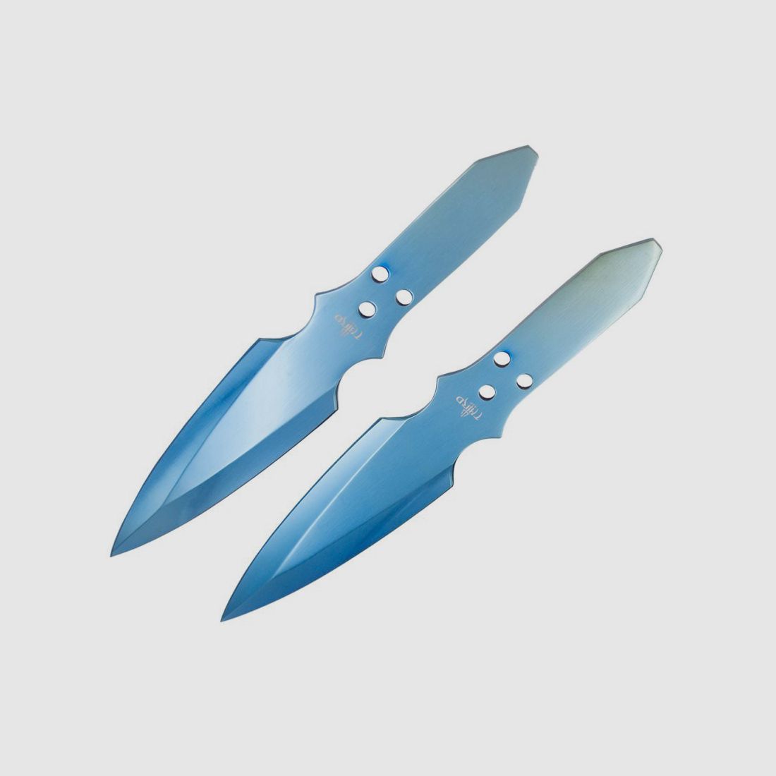 Set de couteaux de lancer bleu clair avec étui