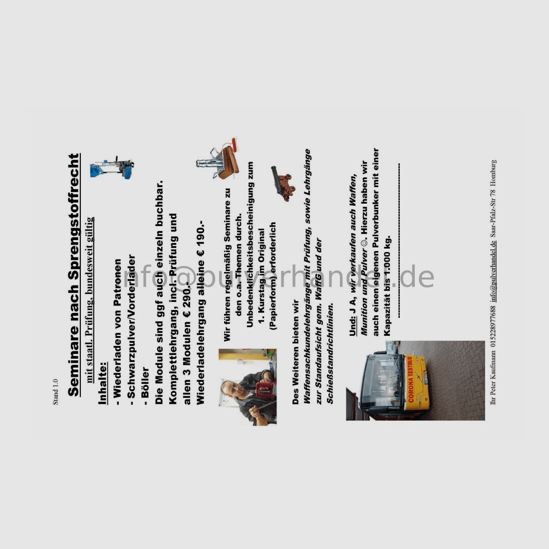 Poederbewijs § 27 Vergunning. Cursus voor het laden en herladen van patronen Poederbewijs, modulecursus vakbekwaamheid met examen