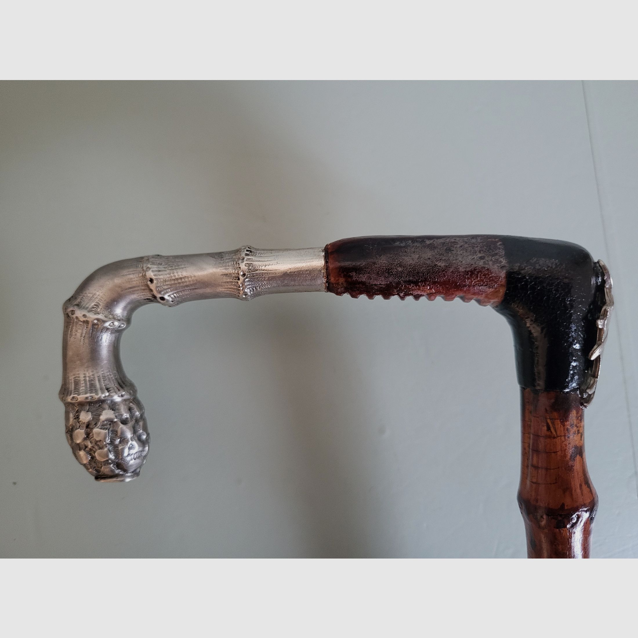 Jäger Spazierstock - 800 Silber - Horn - Wikinger - G .August Schwäbisch Gmund - 1930er Jahre