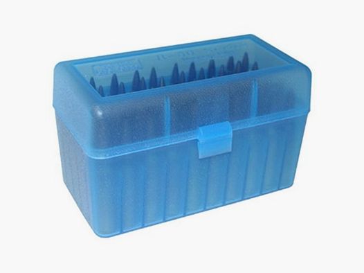 MTM CASE-GARD BOXES MTM CASE-GARD FLIP TOP RIFLE AMMO BOX 224 CLARK-9.3X57MM 50 ROUND BLUE