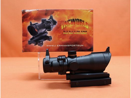 GSG German Sport Guns Tacworld Red Dot ACOG Leuchtpunktvisier 1x30 mit Kimme/ Korn-Notvisier, f. AR-15 Carry-Handle