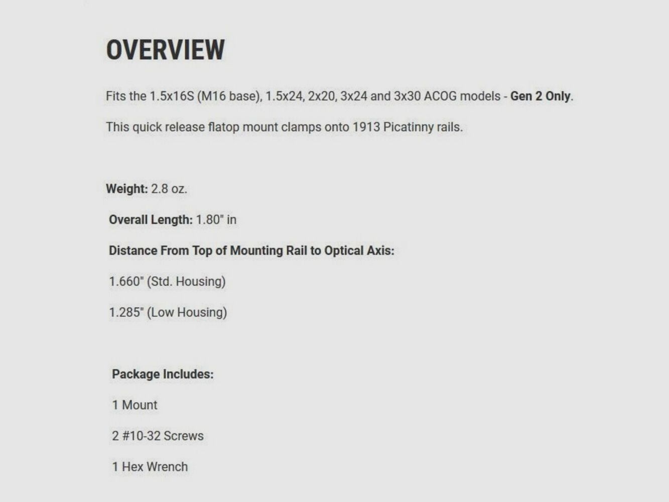 Trijicon Compact Montage Hoch Pic ACOG