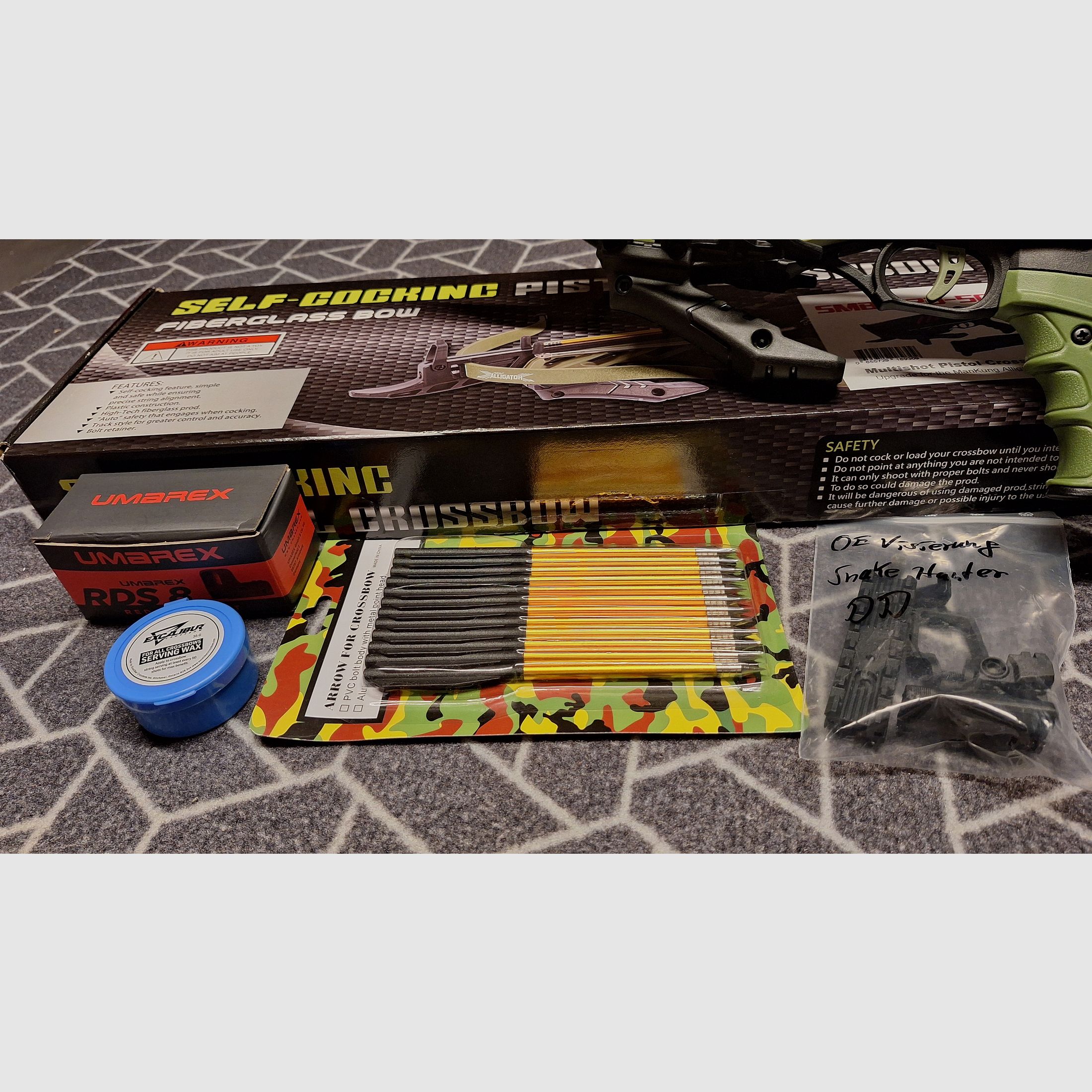 Pistolen-Armbrust "Snake Hunter" 7Schuß Magazin/Red Dot/Tasche-NEU!