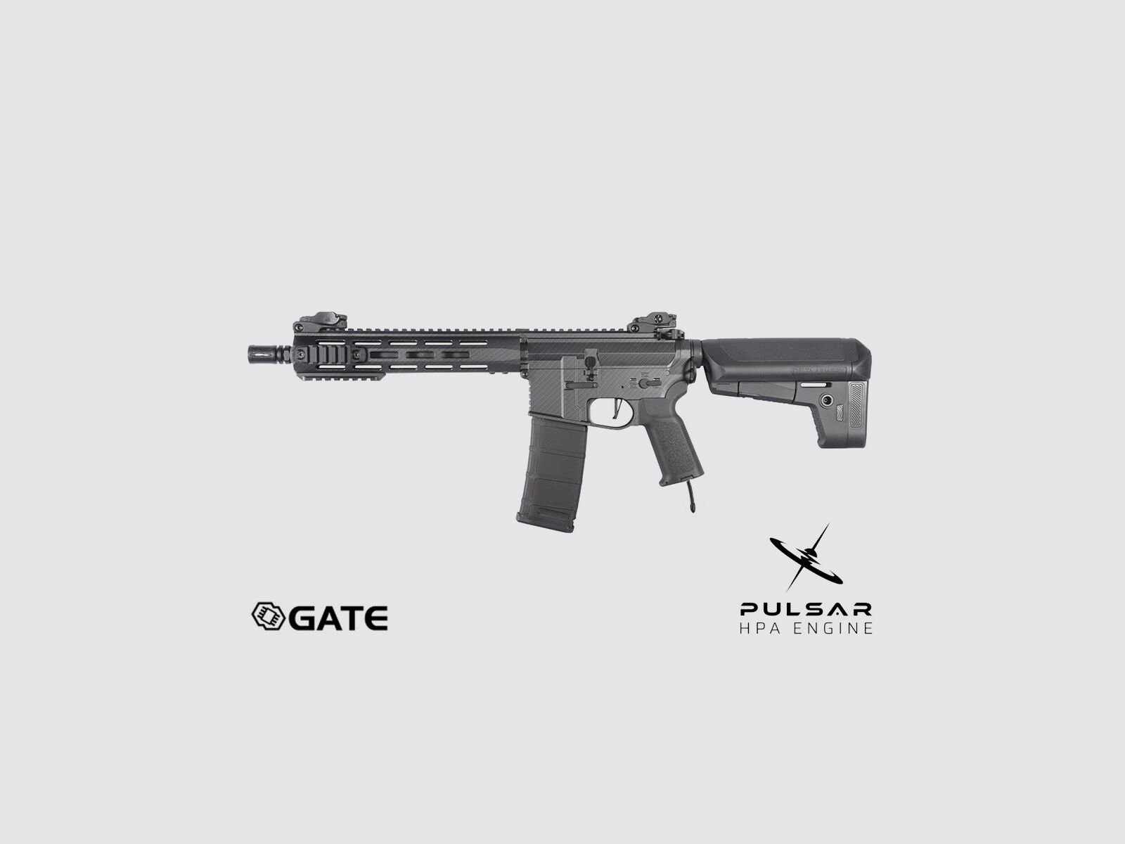 Delta Armory M4 AR15 M-LOK 10 Zoll CHARLIE GATE PULSAR HPA Airsoft Gewehr in Carbon