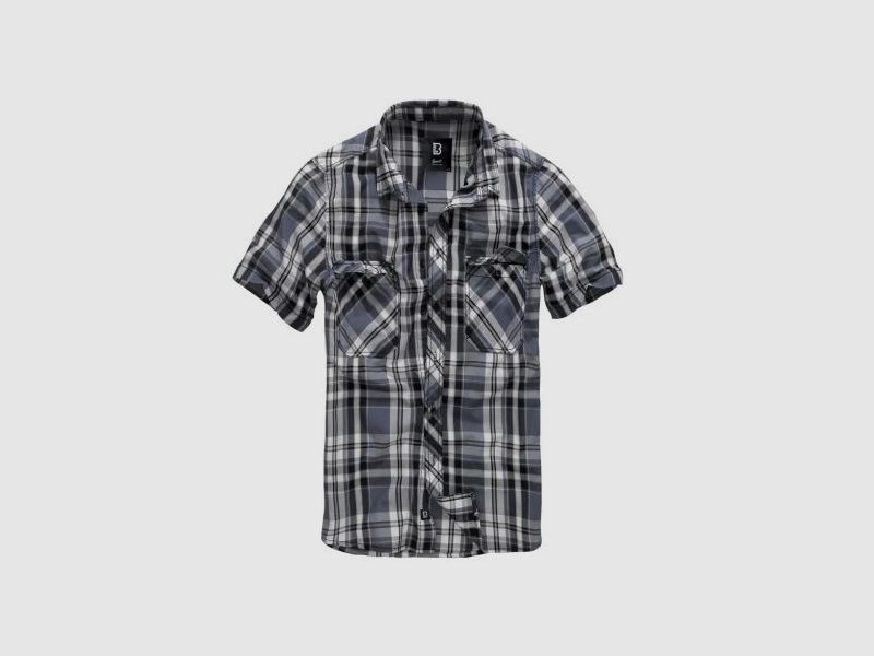 Brandit Herrenhemd Roadstar Shirt Kurzarm Schwarz/Anthrazit S