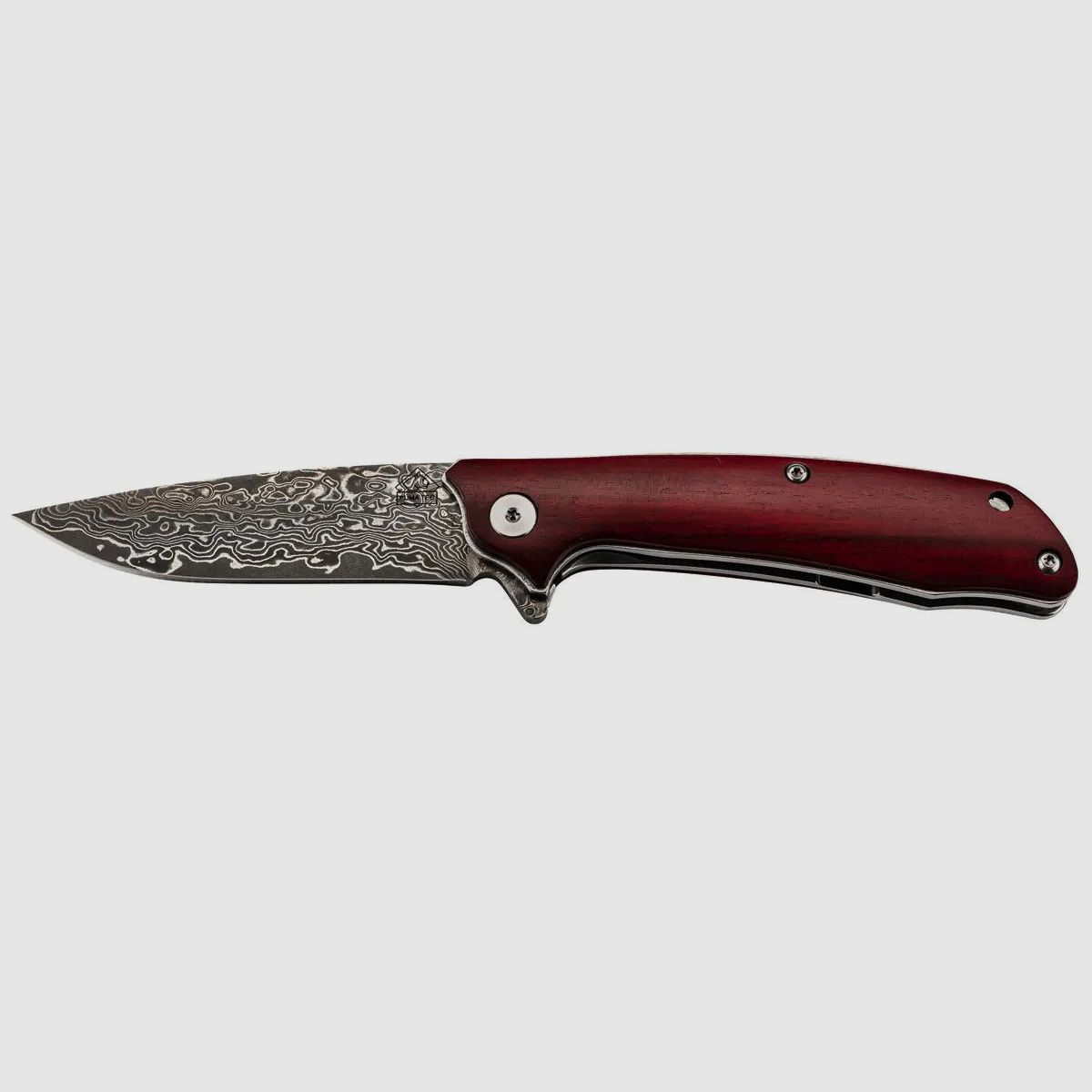 PUMA TEC Damascus Folding Knife, Sandalwood with Clip