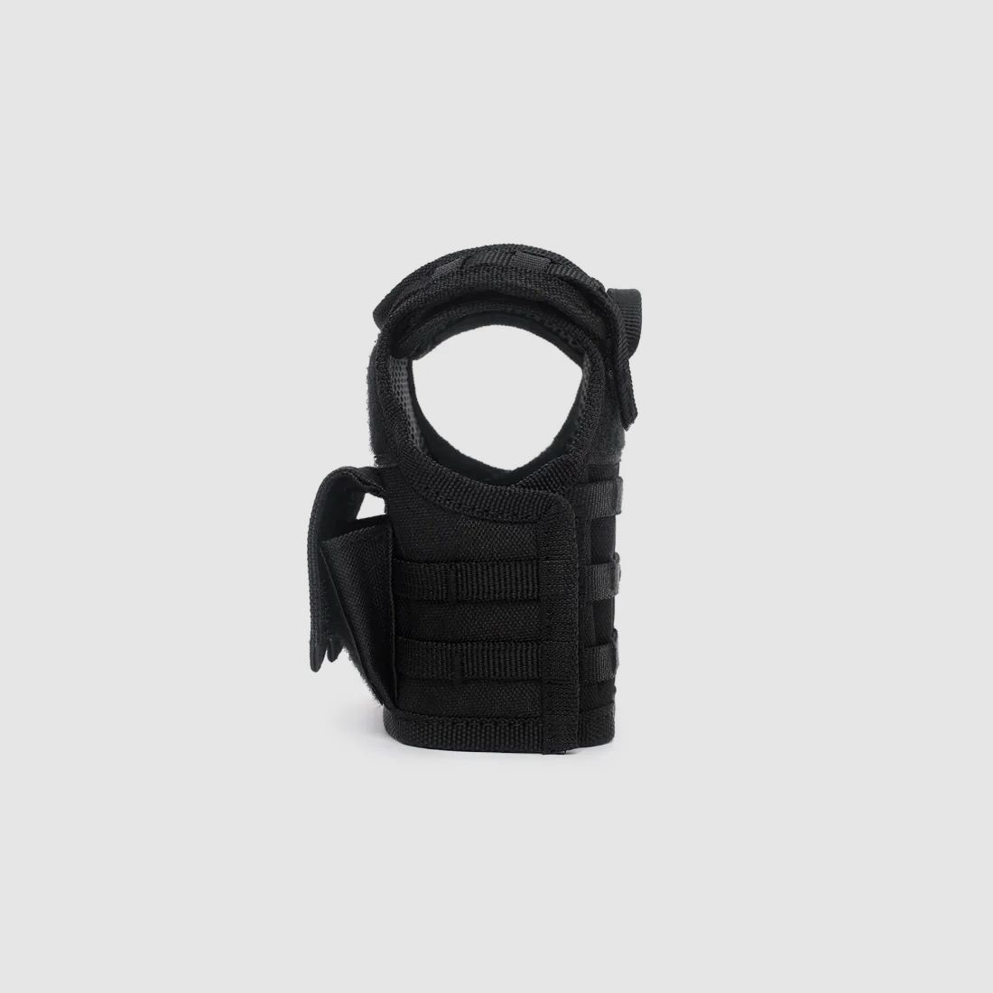 Mini tactical vest with front pockets for beer bottle / wine bottle / thermos bottle - black