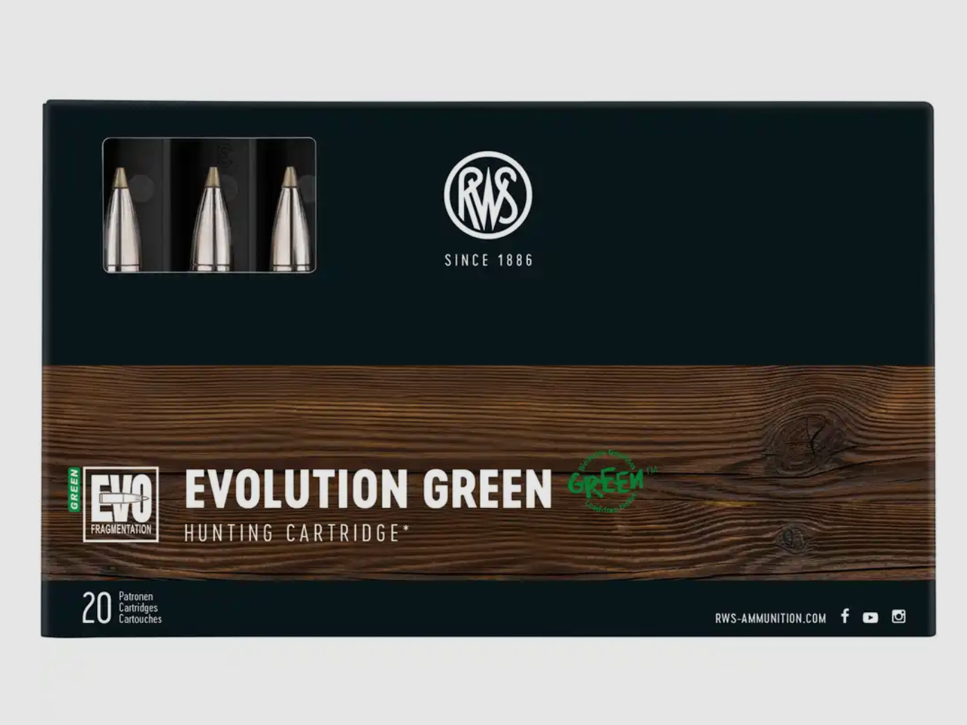 RWS 8x57 IRS Büchsenpatronen EVO Green 9,0g 139grs.