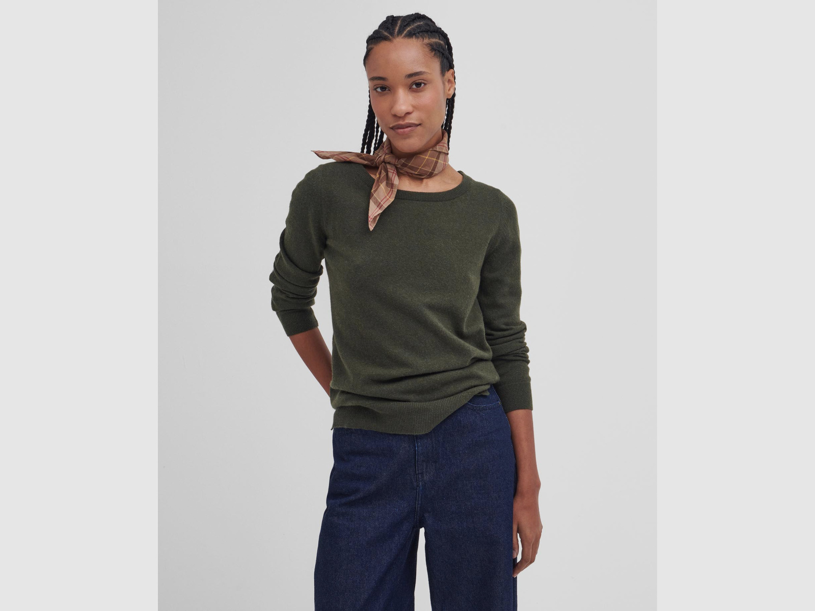 BARBOUR Sweter Okrągły Pendle Olive