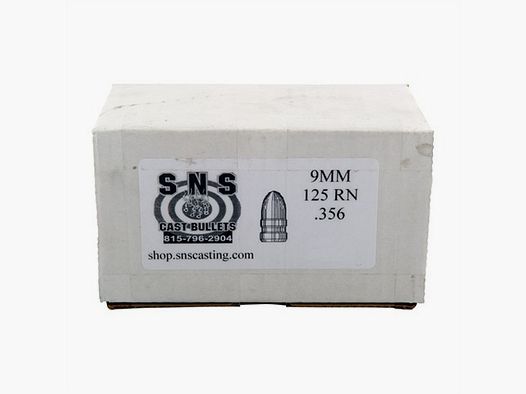 SNS CAST BULLETS 9MM (.356″) 125GR RN LEAD BULLETS 500/BOX