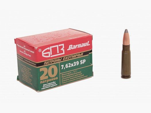 BARNAUL Büchsenpatrone Kal. 7,62×39 – 8,1 g SP (1 Packung mit 20 Stück)