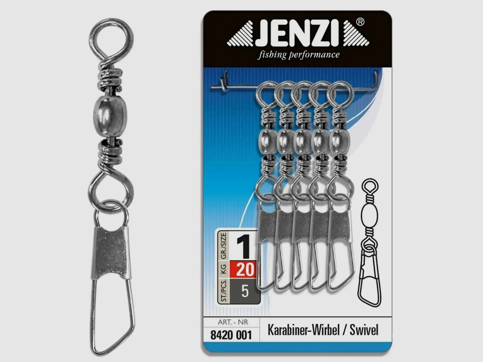 Jenzi Jenzi Carabiner swivel nickel-plated saltwater resistant