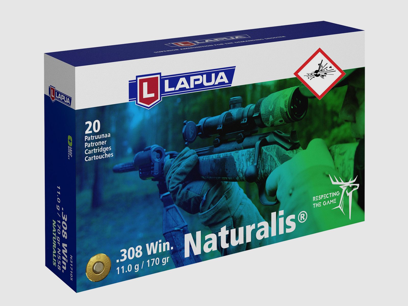 Lapua Naturalis rifle cartridge cal. .308 Win 170grs