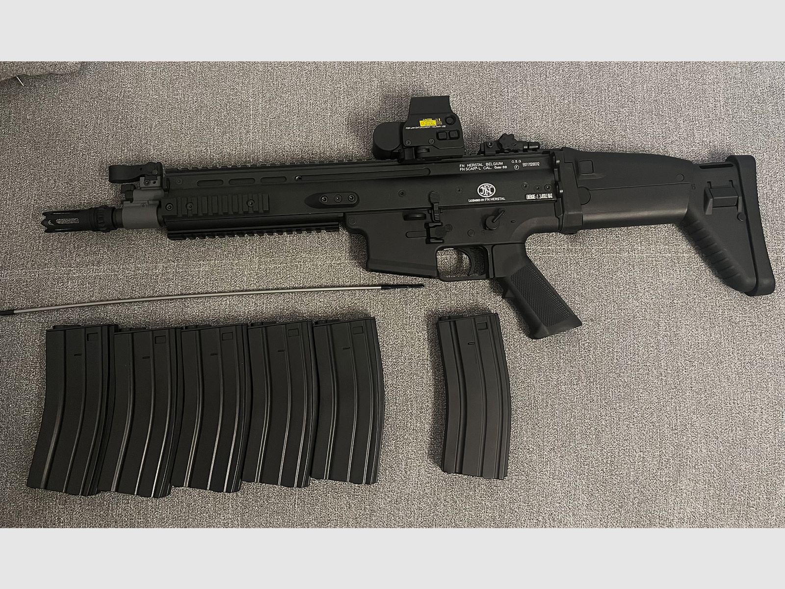 FN SCAR L S-AEG - Compleetset - 1,3 Joule, 6 Magazijnen, Red Dot & Koffer! Vanaf 18 jaar