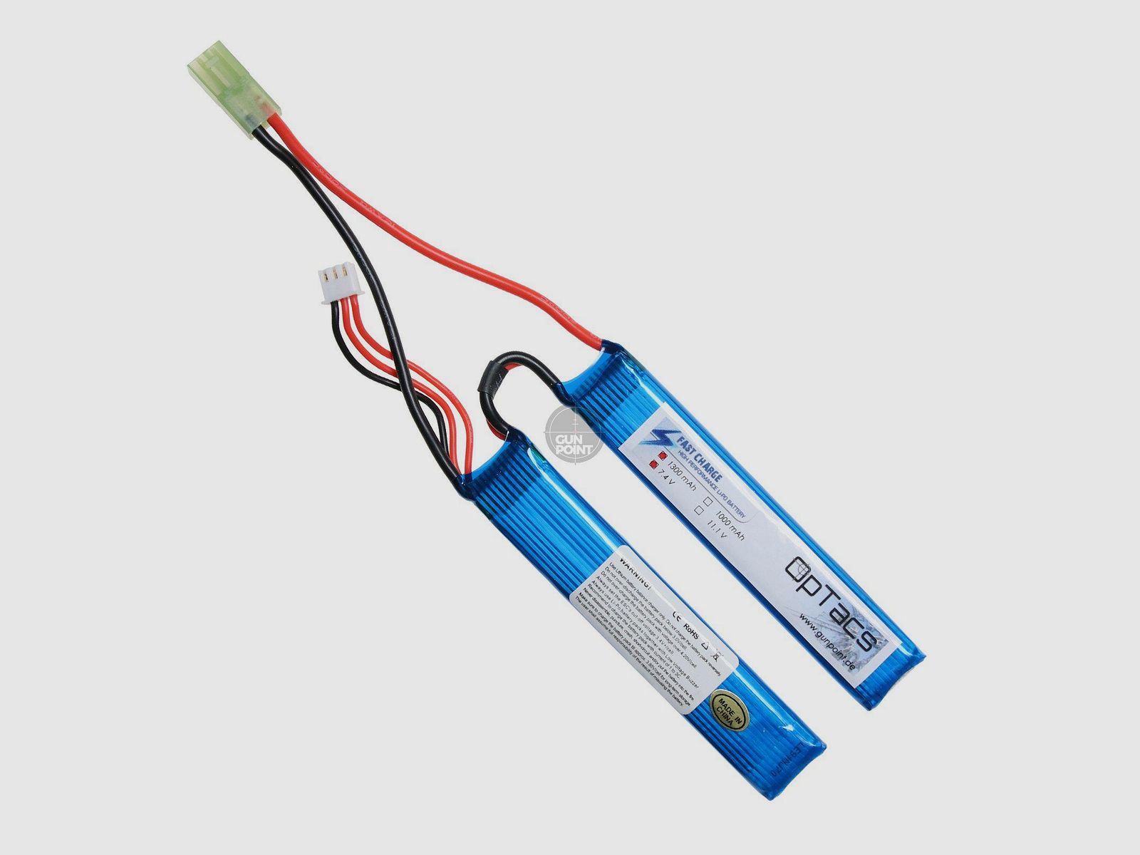 OpTacs LIPO 1300mAh 7.4V 25C 2 vie split Micro TAMIYA