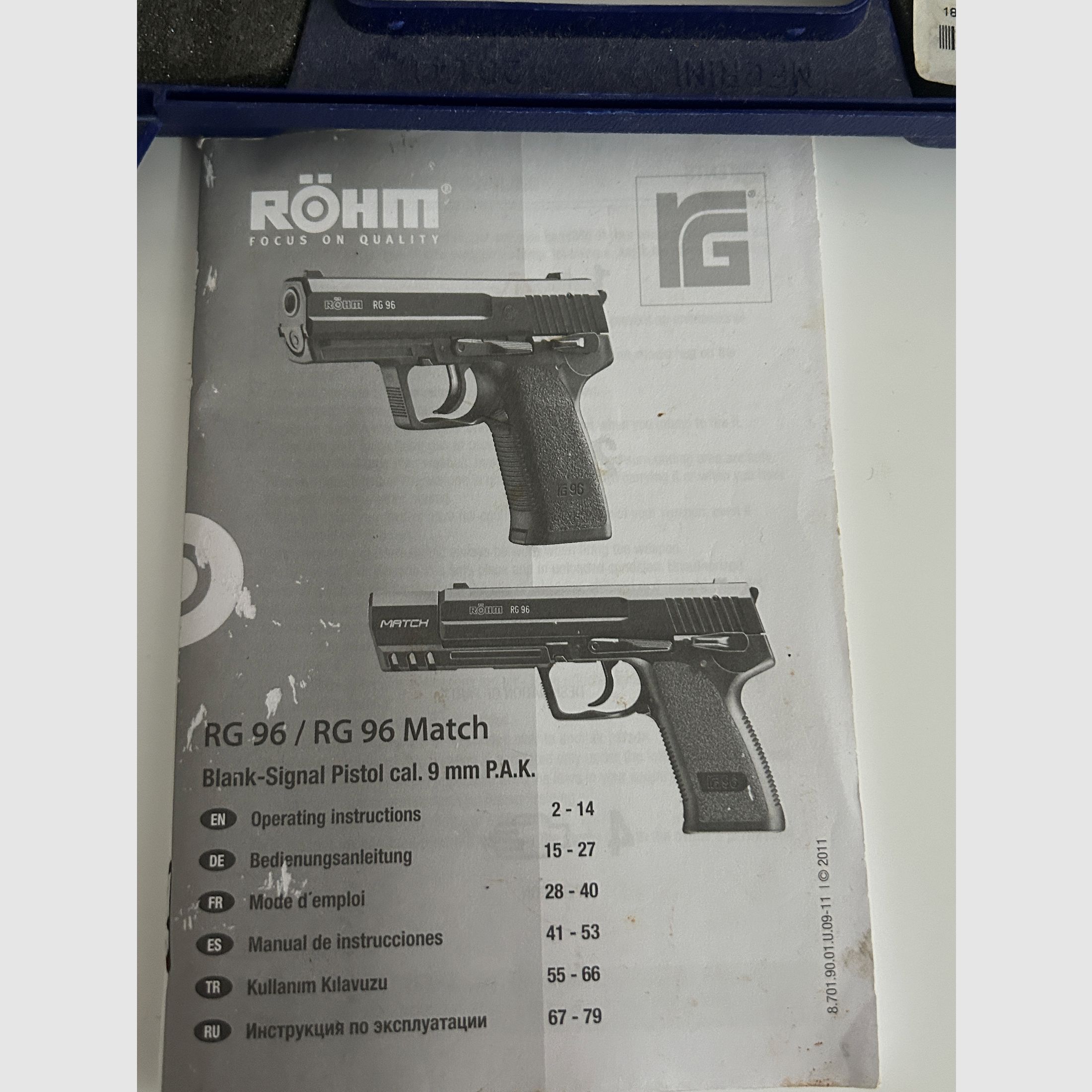 Röhm RG 96 Schreckschuss Pistole 9 mm P.A.K. Icon Grau