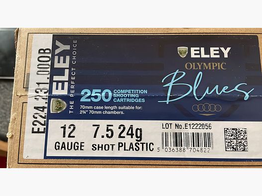 750 rounds Eley shot 24 grams Olympic blue