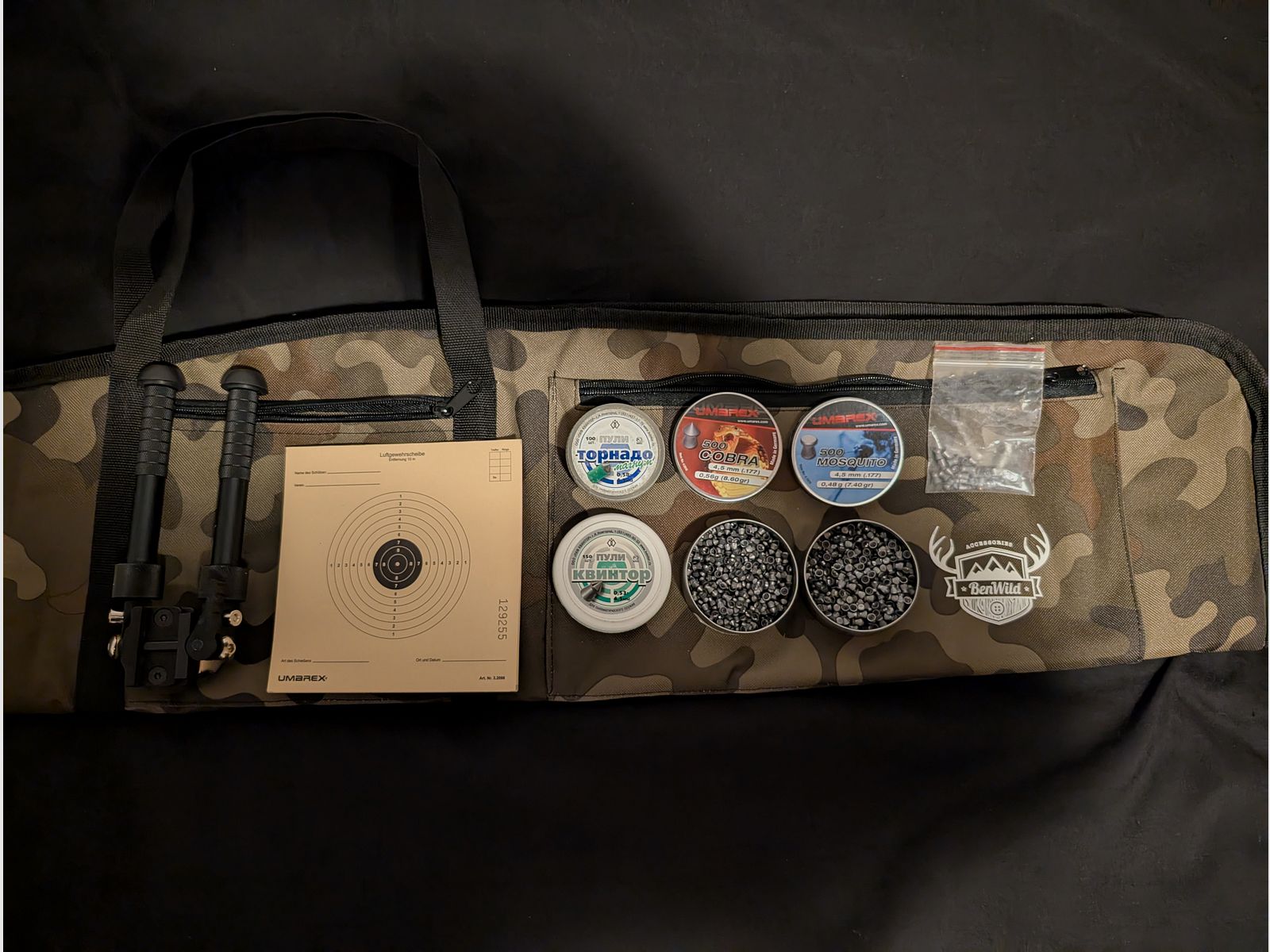 Luftgewehr Set - Tasche, Munition, Zweibein...