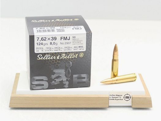 Sellier & Bellot FMJ 8gr 124grs. A50 7.62x39