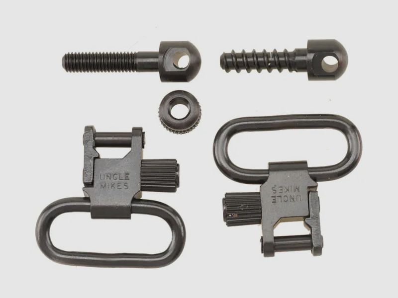 Uncle Mike's QD Sling Swivel Set with Wood and Machine Screw 1" Black