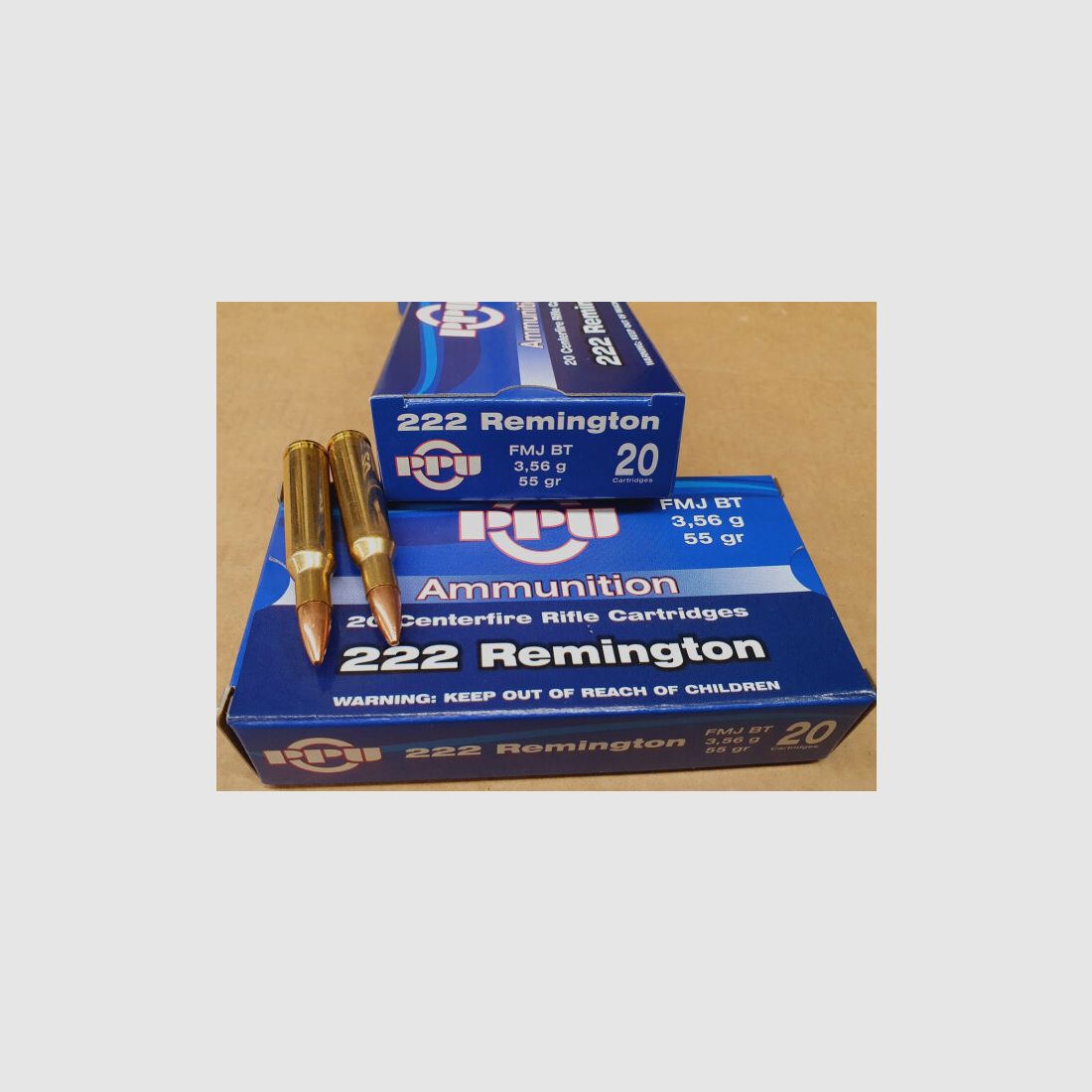 .222Remington/55grs. FMJBT PPU A-203 500 stk.