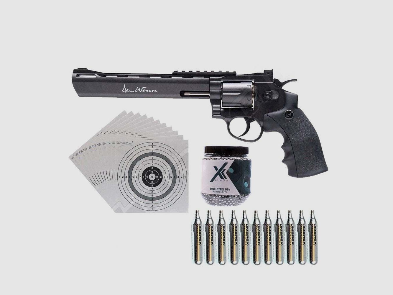 Revolver CO2 Dan Wesson 8 pollici 4,5mm acciaio BB - set