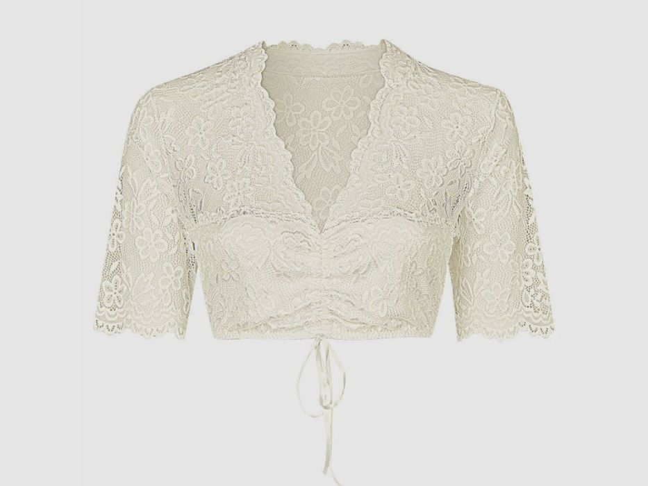 Nina von C. D-Dirndl Blouse Melina 1/2 Sleeve with Stand-up Collar, image 1 of 2
