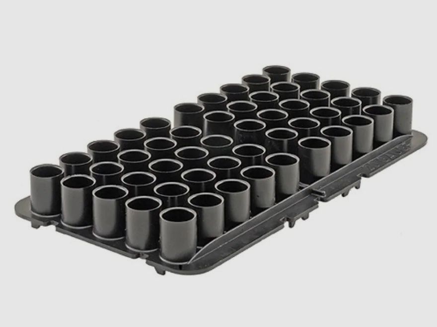 Base apilable MTM para 50 cartuchos de escopeta ST-20-40 negra .20