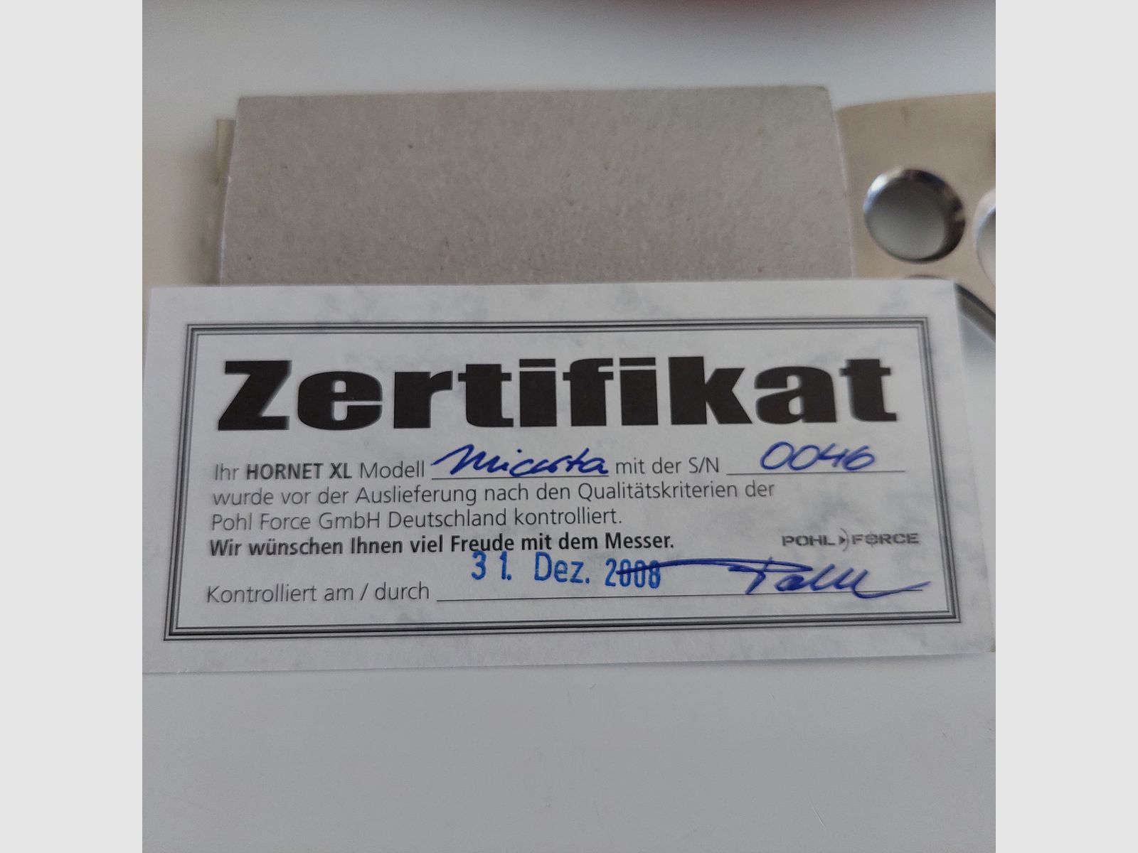 !!! ACHTUNG SELTEN !!!  Pohl Force Hornet XL Modell Micarta Nr.046 aus einer Sammlungsauflösung 
