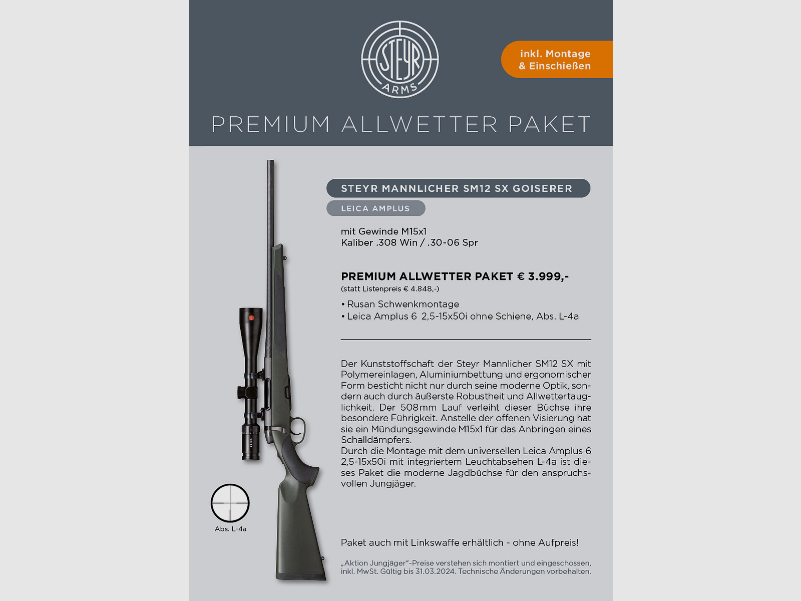 Steyr Mannlicher SM12 SX Goiserer + Leica + ... - Jungjägerpaket