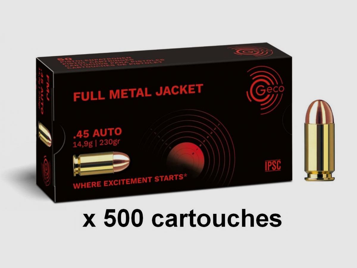 GECO CARTOUCHES 45 ACP 230GR FMJ x 500, image 1 sur 3