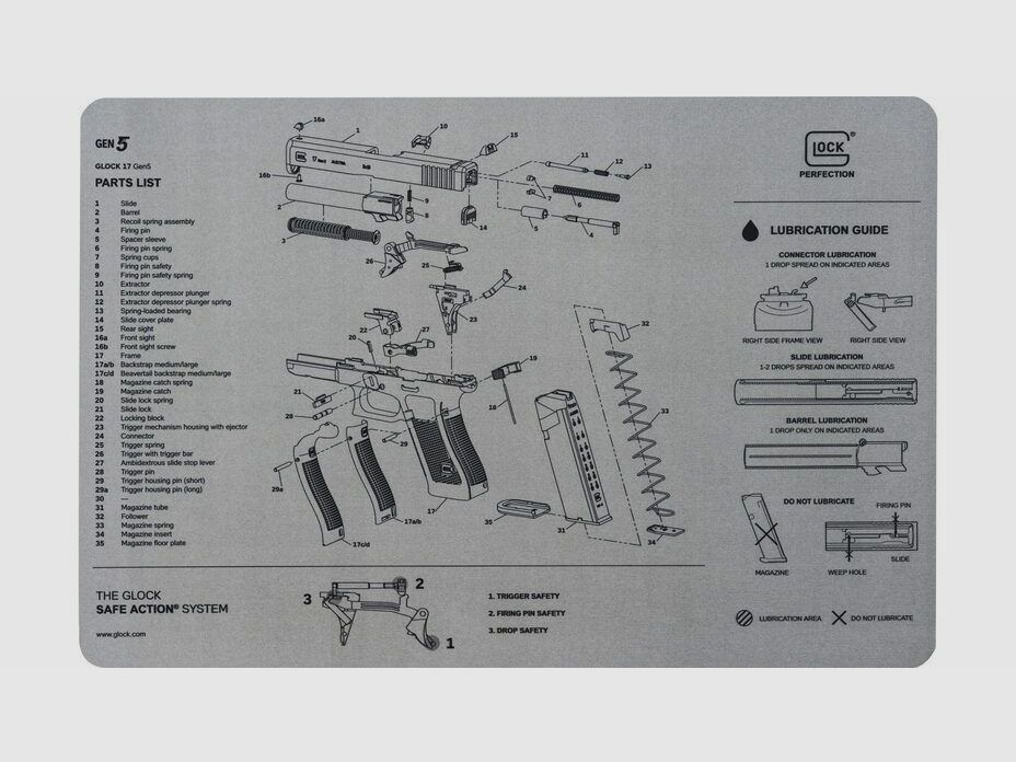 GLOCK GLOCK podkładka do czyszczenia broni Glock 17 Gen5 szara