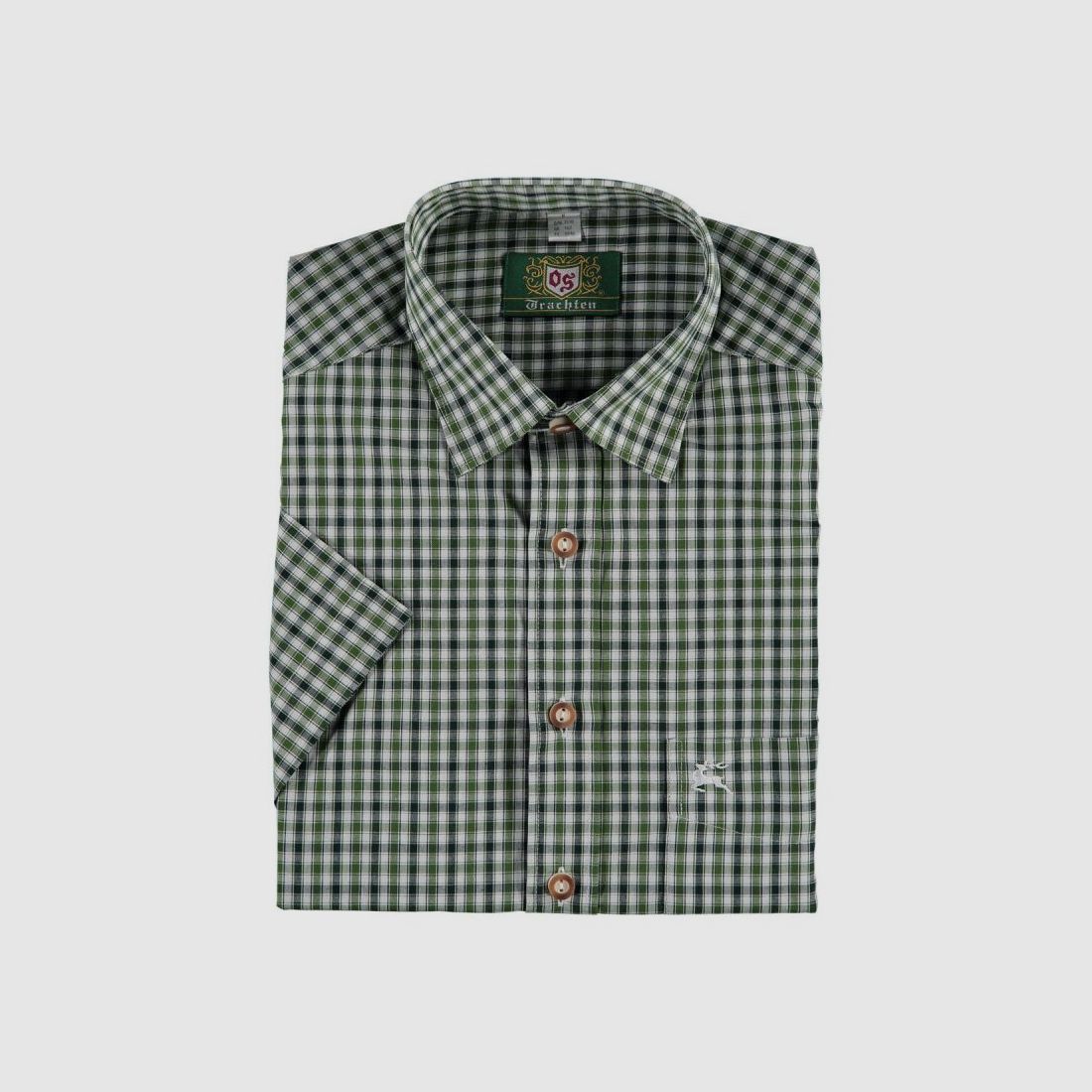 OS-Trachten Herren Hemd 1/2-Arm dunkelgrün