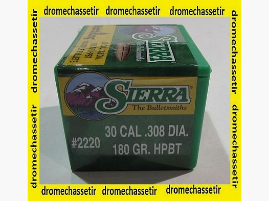 Box mit 100 Geschossen Sierra Kal. 30, 180 Grain HPBT, Ref. 2220
