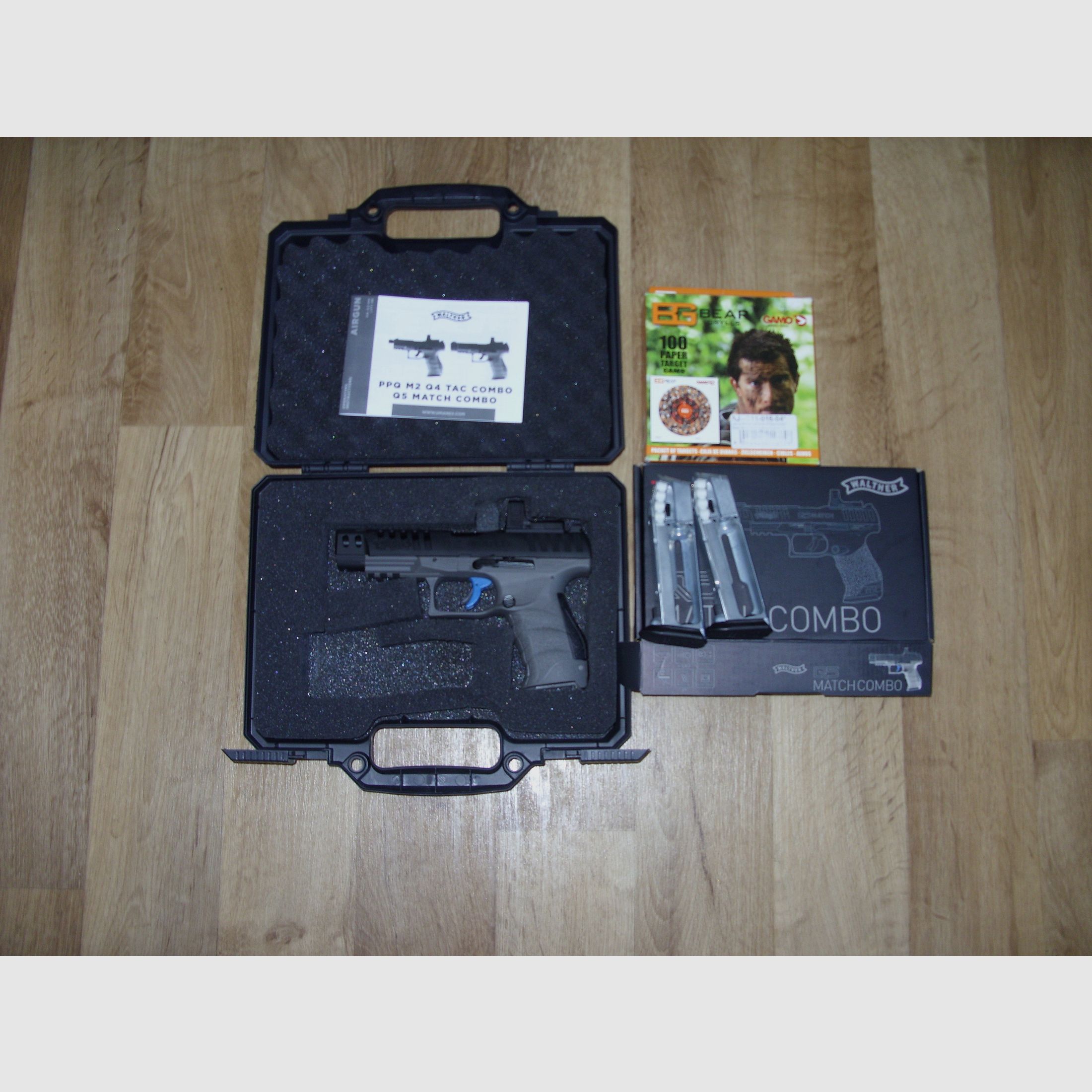 Walther Q5 Match CO2 Pistole mit Ersatzmagazin und Koffer + Zielscheiben