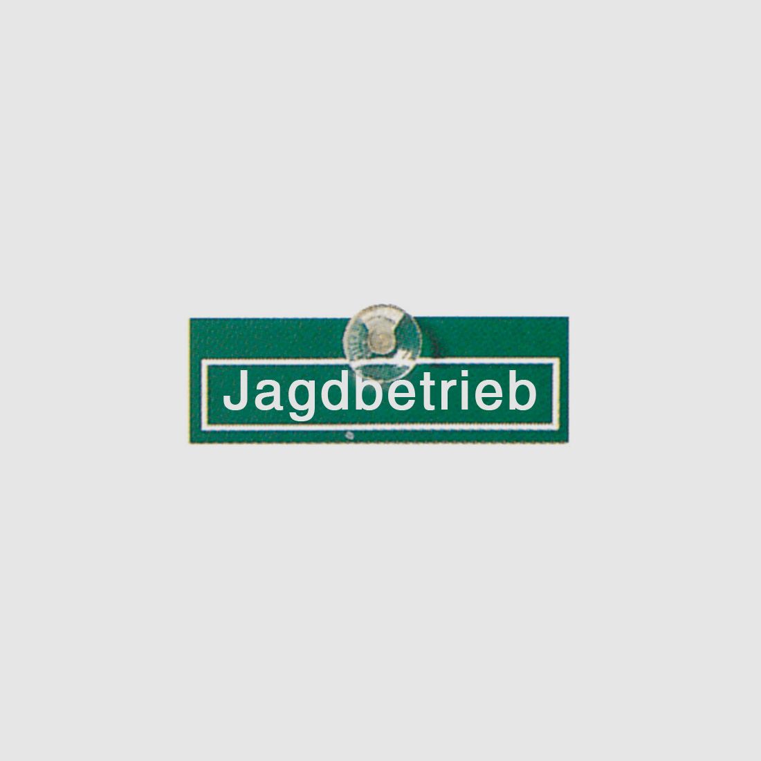 Schriftzug und Haftsauger. Autoschild Jagdbetrieb