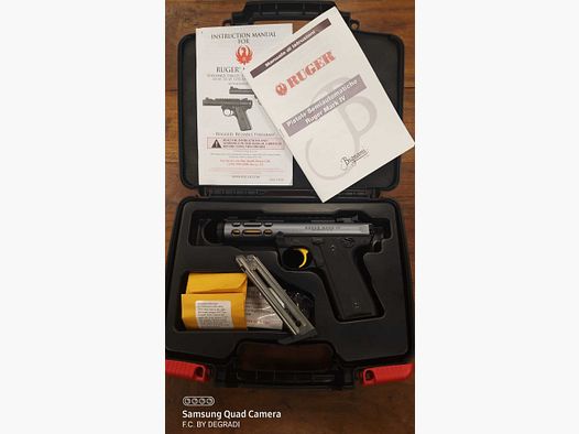 RUGER MARK IV 22/45 LITE GREY ANODIZED GOLD TRIGGER 22LR
