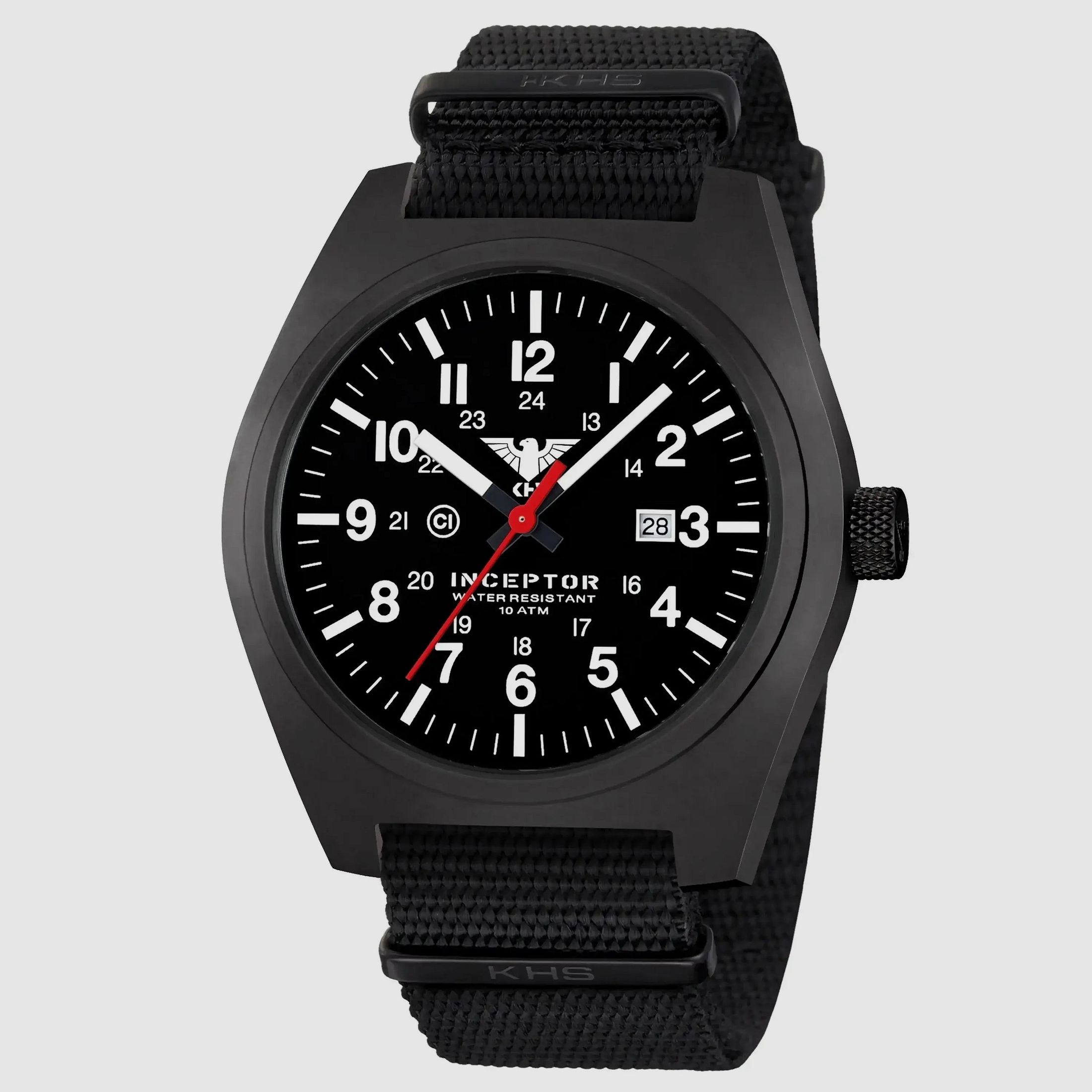 KHS KHS Zegarek Inceptor Czarna Stal NATO Pasek - Czarny