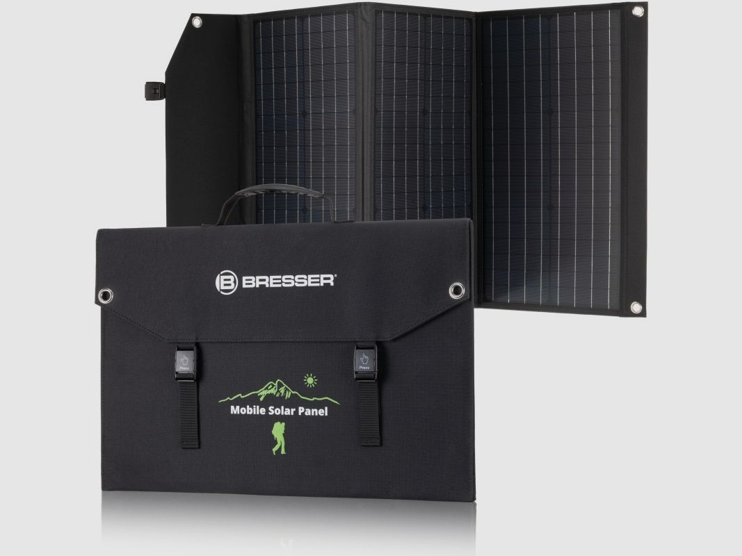 90 Watt mobiler Solar-Ladegerät BRESSER mit USB- und DC-Ausgang, Bild 1 von 19