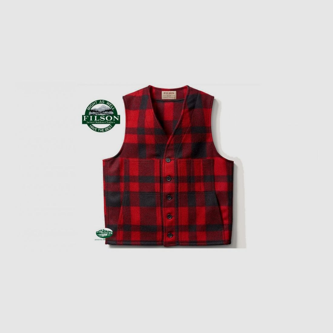 FILSON Gilet Mackinaw kariert rot