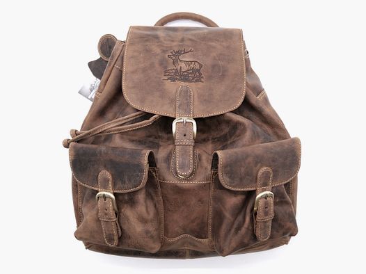 Greenburry Leder Rucksack Hirschprägung braun 1711-STAG3-25